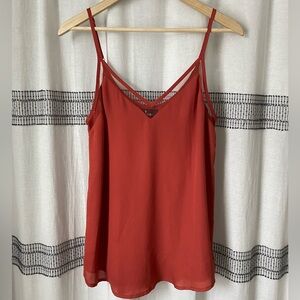 Lulus rust orange top with mesh detail